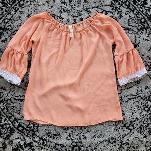 Pick 5 📦 Peach Chiffon Peasant Blouse